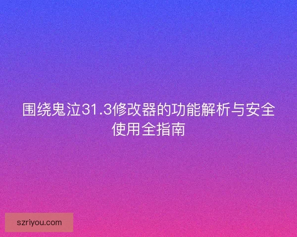 围绕鬼泣31.3修改器的功能解析与安全使用全指南
