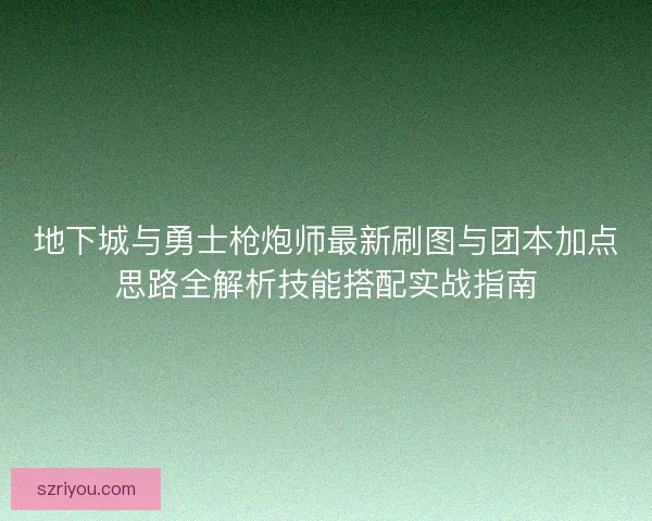 地下城与勇士枪炮师最新刷图与团本加点思路全解析技能搭配实战指南